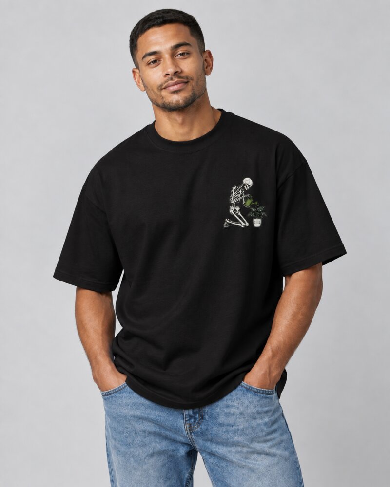 Silent Progress Black oversized T-shirt - Haubett India product image
