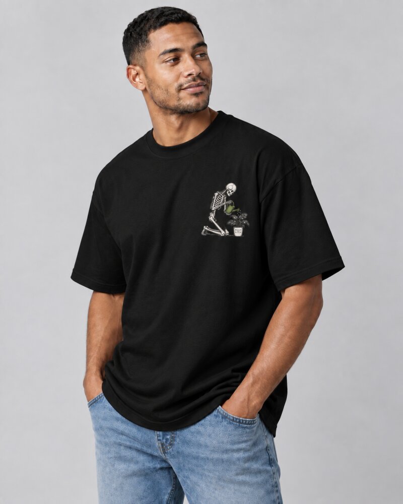 Silent Progress Black oversized T-shirt - Haubett India product image