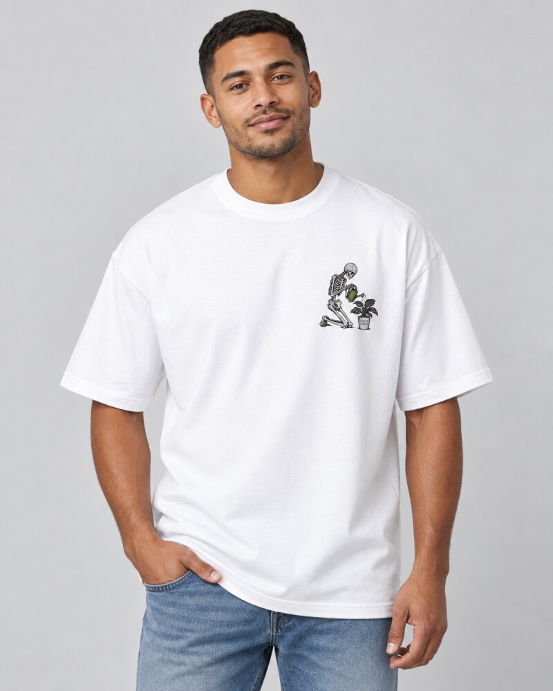 Silent Progress White oversized T-shirt - Haubett India product image