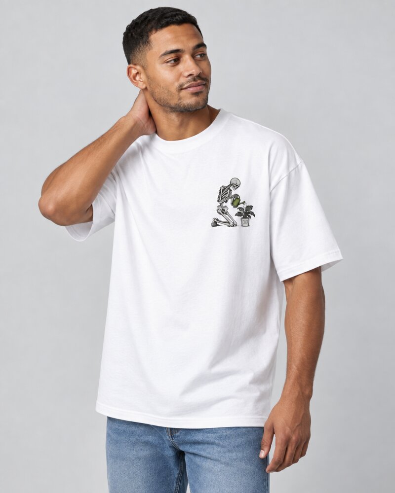 Silent Progress White oversized T-shirt - Haubett India product image