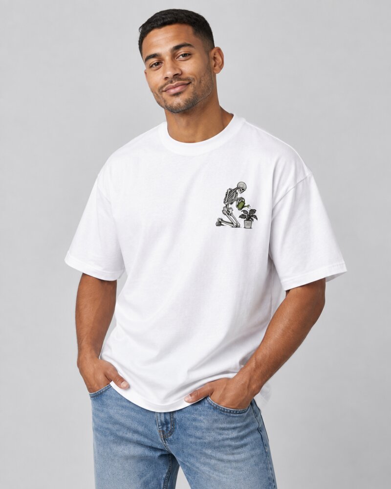 Silent Progress White oversized T-shirt - Haubett India product image