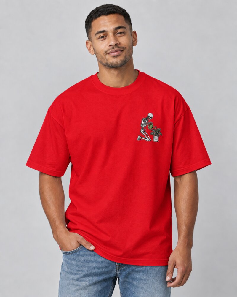 Silent Progress Red oversized T-shirt - Haubett India product image