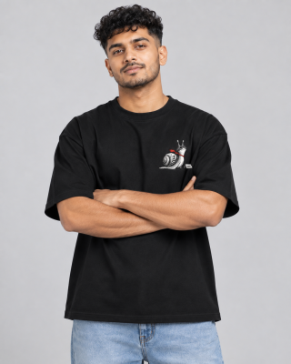 Ahead of Schedule Black oversized T-shirt - Haubett India product image