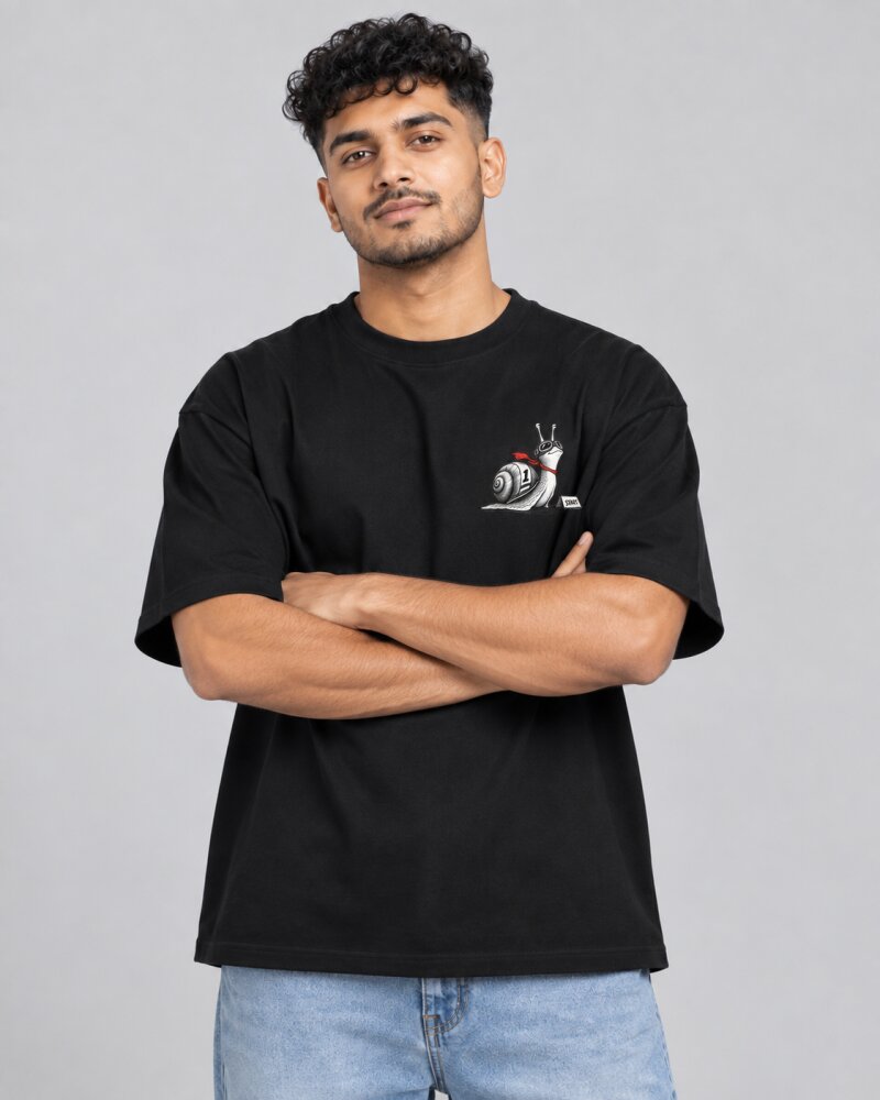 Ahead of Schedule Black oversized T-shirt - Haubett India product image