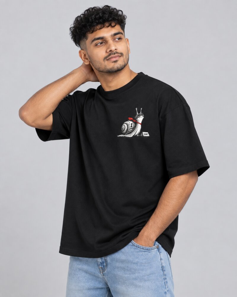 Ahead of Schedule Black oversized T-shirt - Haubett India product image
