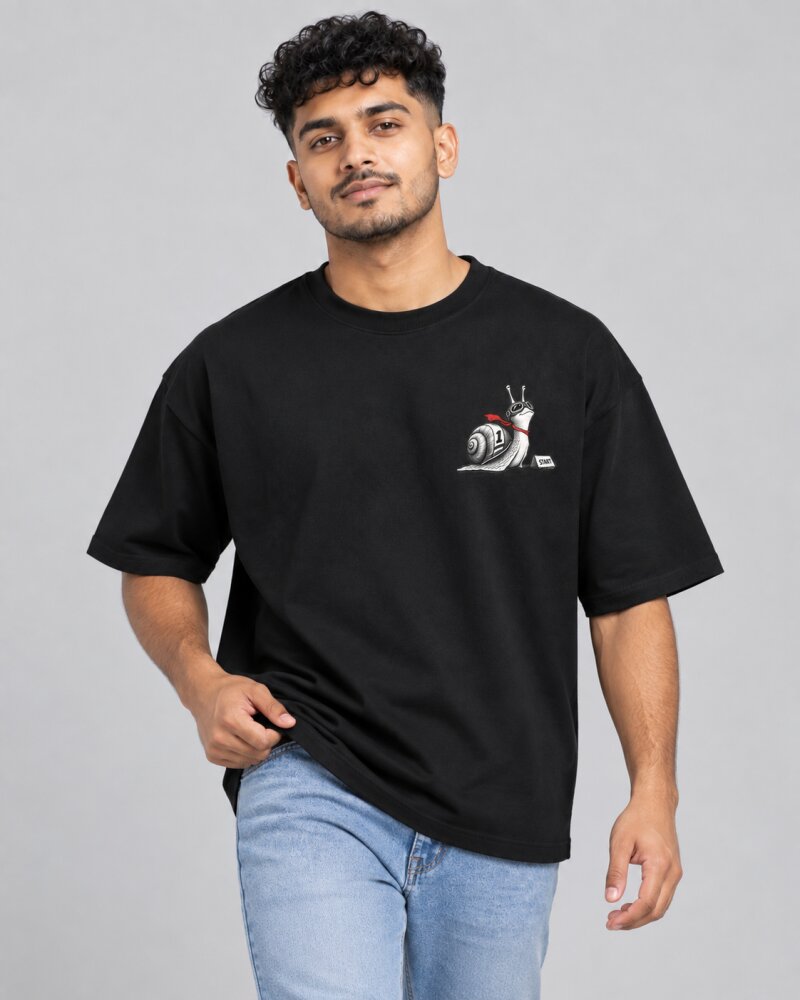 Ahead of Schedule Black oversized T-shirt - Haubett India product image