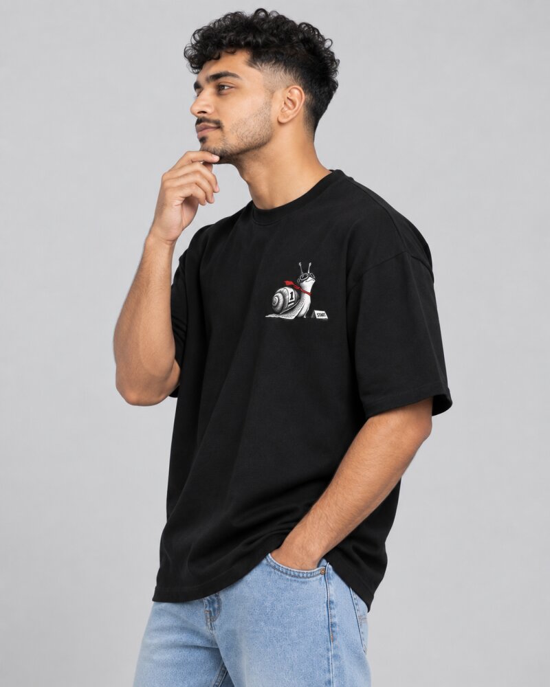Ahead of Schedule Black oversized T-shirt - Haubett India product image
