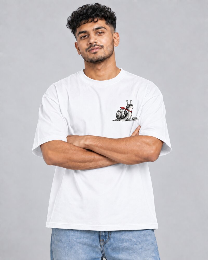Ahead of Schedule White oversized T-shirt - Haubett India product image
