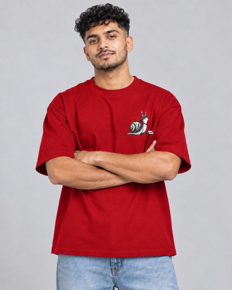 Ahead of Schedule Red oversized T-shirt - Haubett India product image