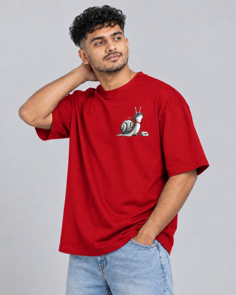 Ahead of Schedule Red oversized T-shirt - Haubett India product image