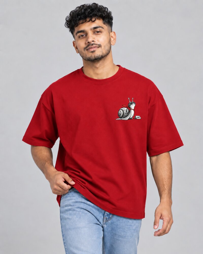 Ahead of Schedule Red oversized T-shirt - Haubett India product image