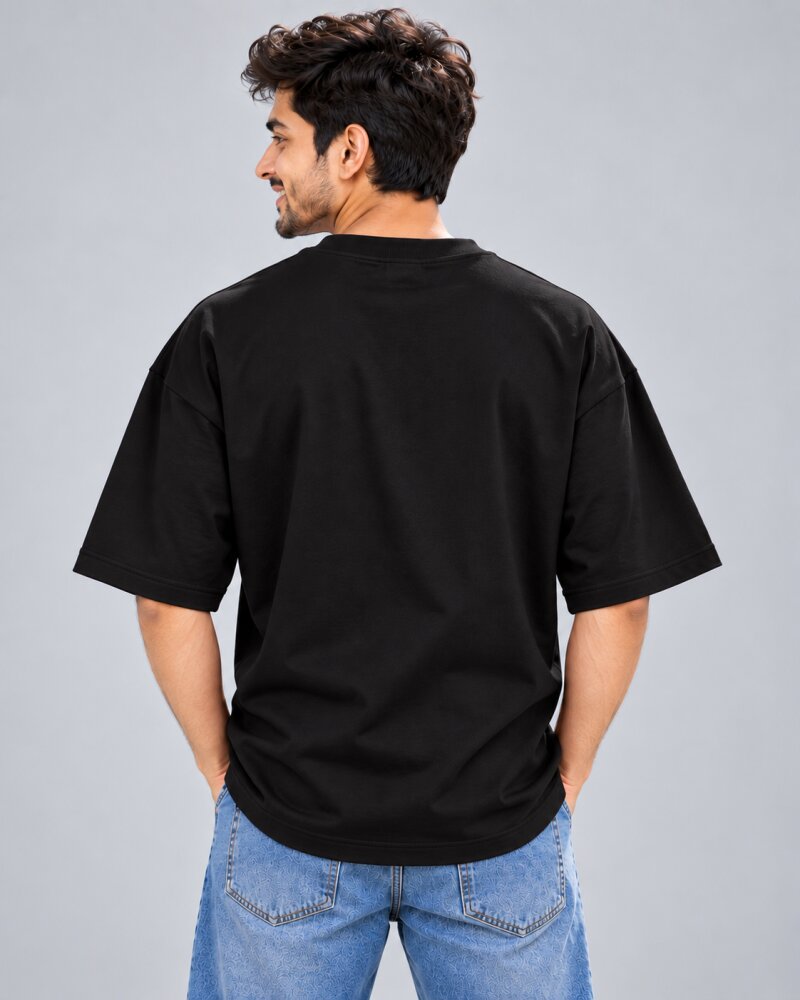 Mind Out Of Office Black oversized T-shirt - Haubett India product image