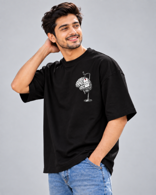 Mind Out Of Office Black oversized T-shirt - Haubett India product image