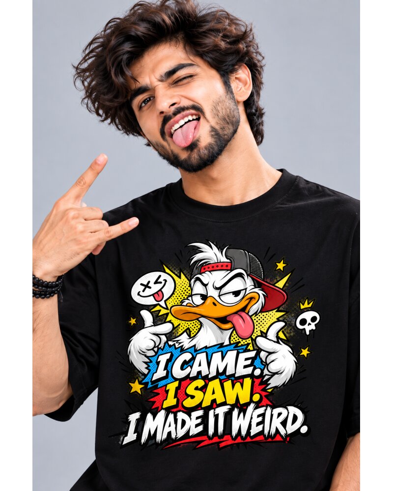 Make It Weird Black oversized T-shirt - Haubett India product image