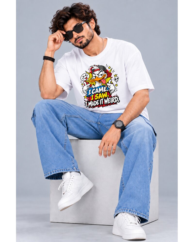 Make It Weird White oversized T-shirt - Haubett India product image