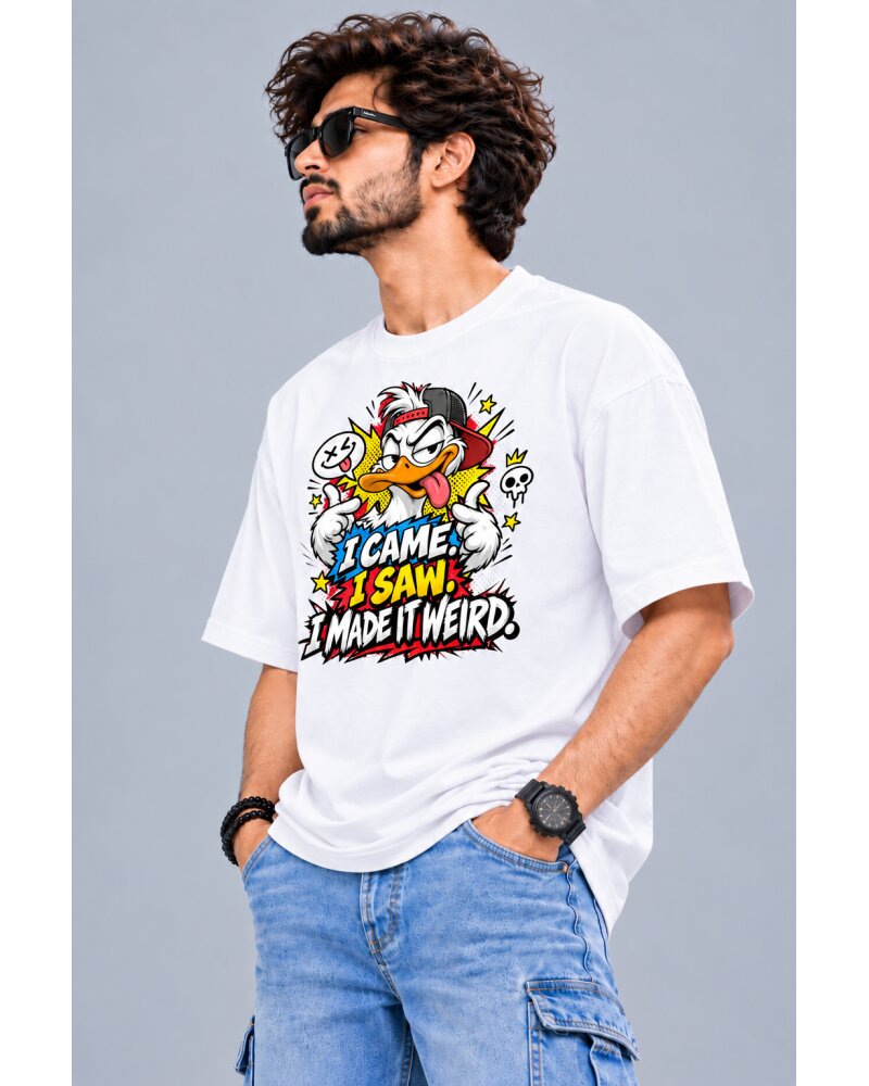 Make It Weird White oversized T-shirt - Haubett India product image