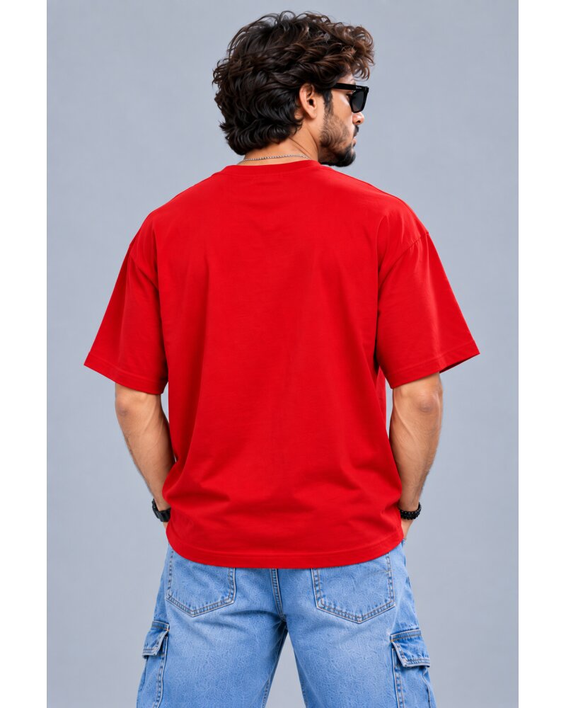 Make It Weird Red oversized T-shirt - Haubett India product image