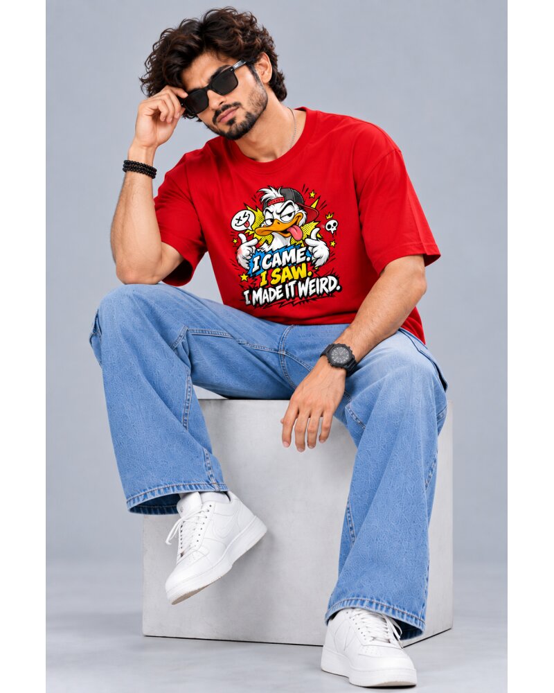 Make It Weird Red oversized T-shirt - Haubett India product image