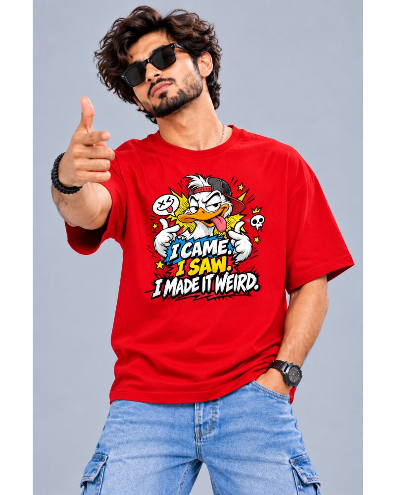 Make It Weird Red oversized T-shirt - Haubett India product image