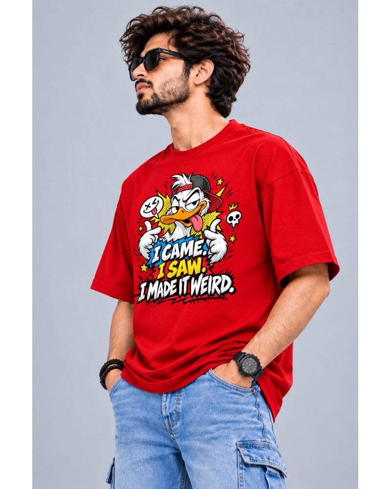 Make It Weird Red oversized T-shirt - Haubett India product image