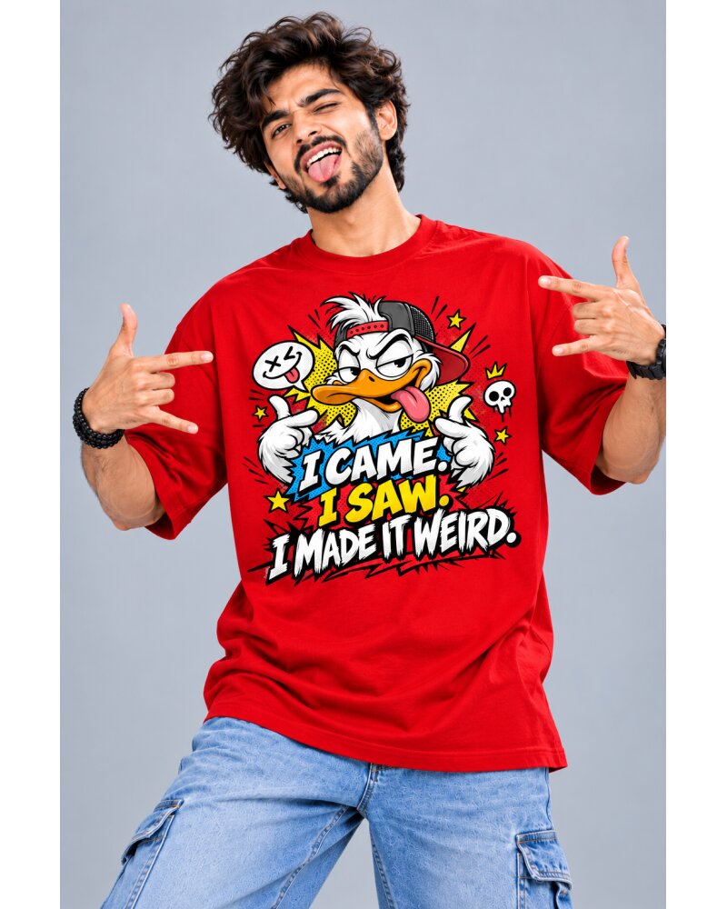 Make It Weird Red oversized T-shirt - Haubett India product image