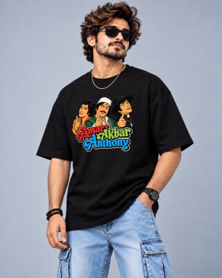 Bollywood Movie Black oversized T-shirt - Haubett India product image
