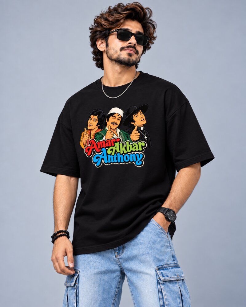 Bollywood Movie Black oversized T-shirt - Haubett India product image