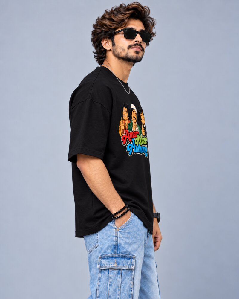 Bollywood Movie Black oversized T-shirt - Haubett India product image