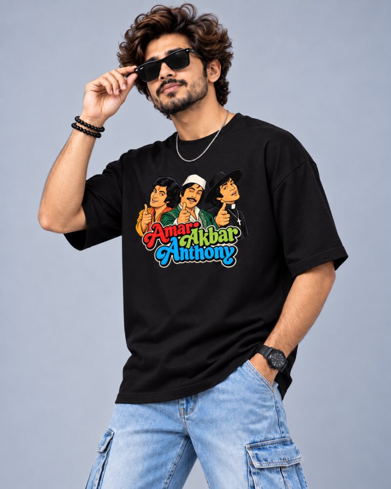 Bollywood Movie Black oversized T-shirt - Haubett India product image