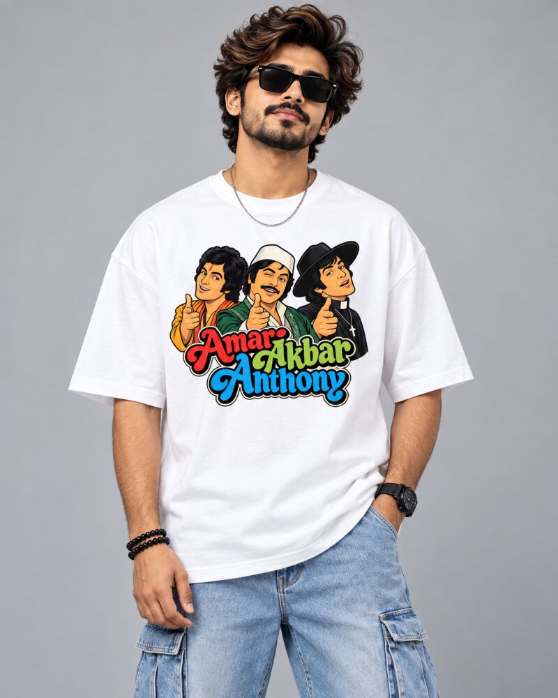 Bollywood Movie White oversized T-shirt - Haubett India product image