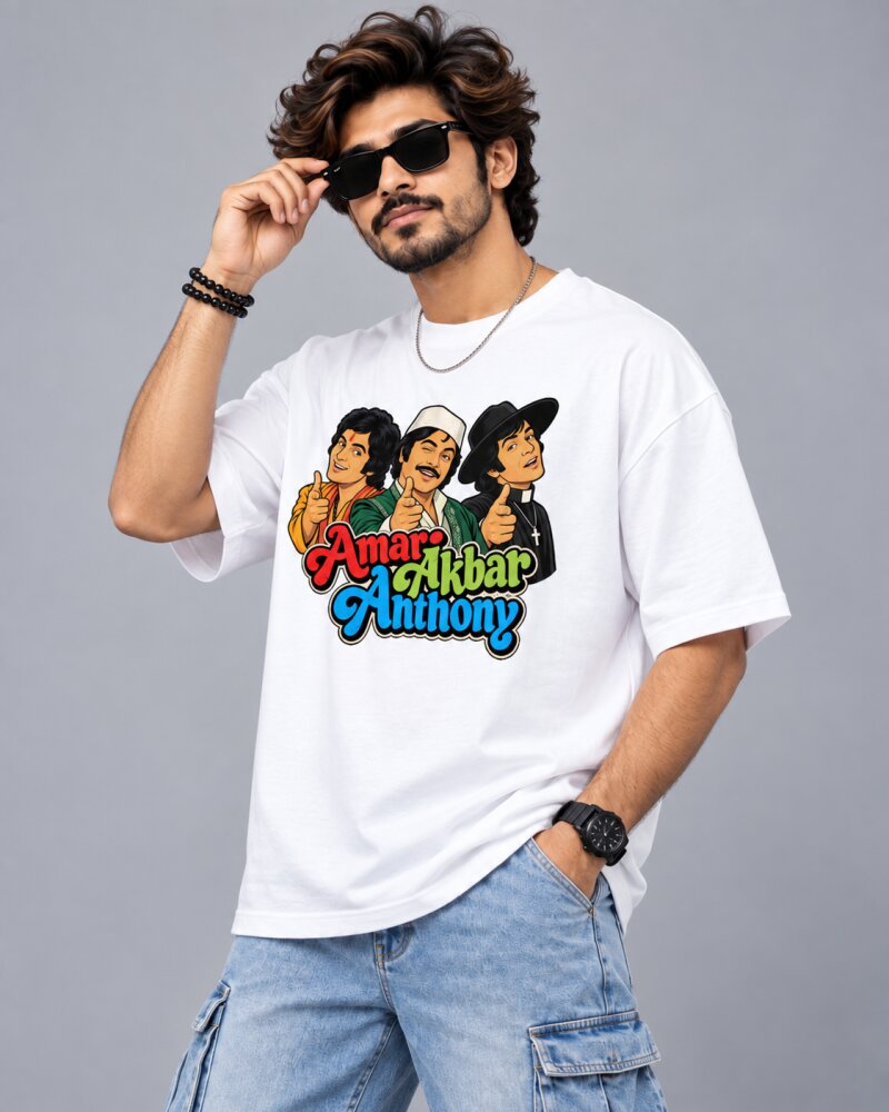 Bollywood Movie White oversized T-shirt - Haubett India product image