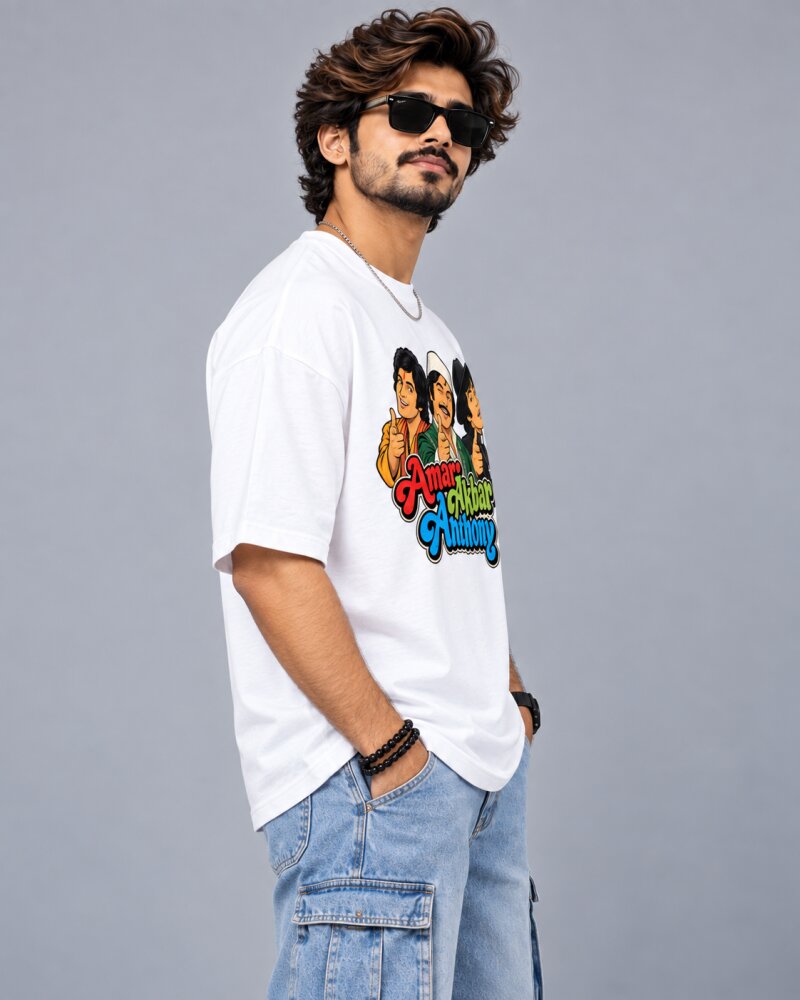 Bollywood Movie White oversized T-shirt - Haubett India product image
