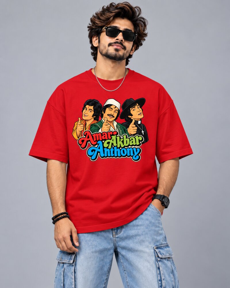 Bollywood Movie Red oversized T-shirt - Haubett India product image
