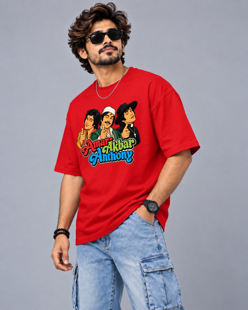 Bollywood Movie Red oversized T-shirt - Haubett India product image