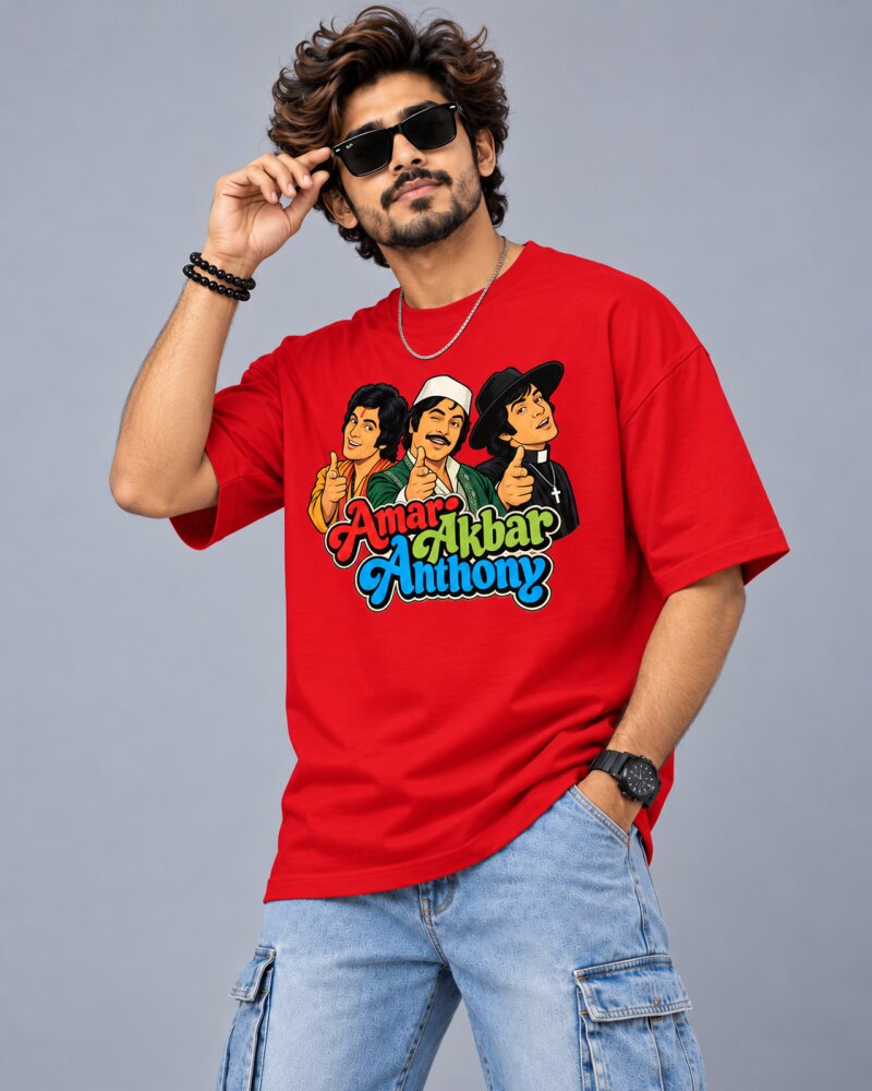 Bollywood Movie Red oversized T-shirt - Haubett India product image