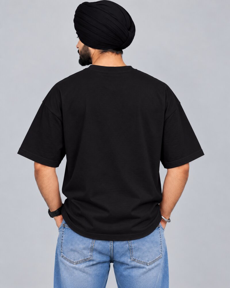 Punjabi "Yara Da Yar" Black oversized T-shirt - Haubett India product image