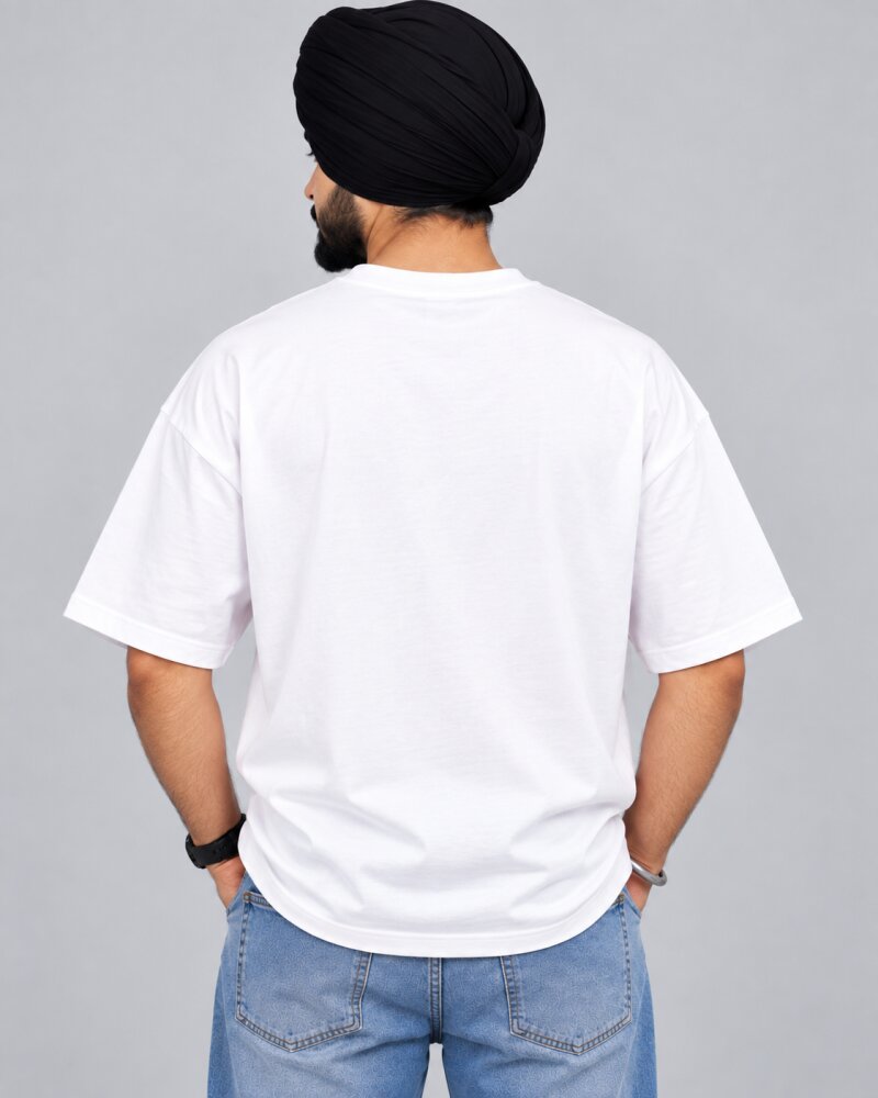 Punjabi "Yara Da Yar" White oversized T-shirt - Haubett India product image