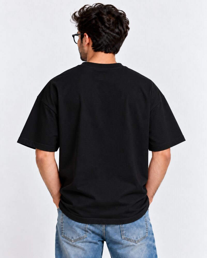 No Idea Bro Black Oversized T-Shirt - Haubett India product image