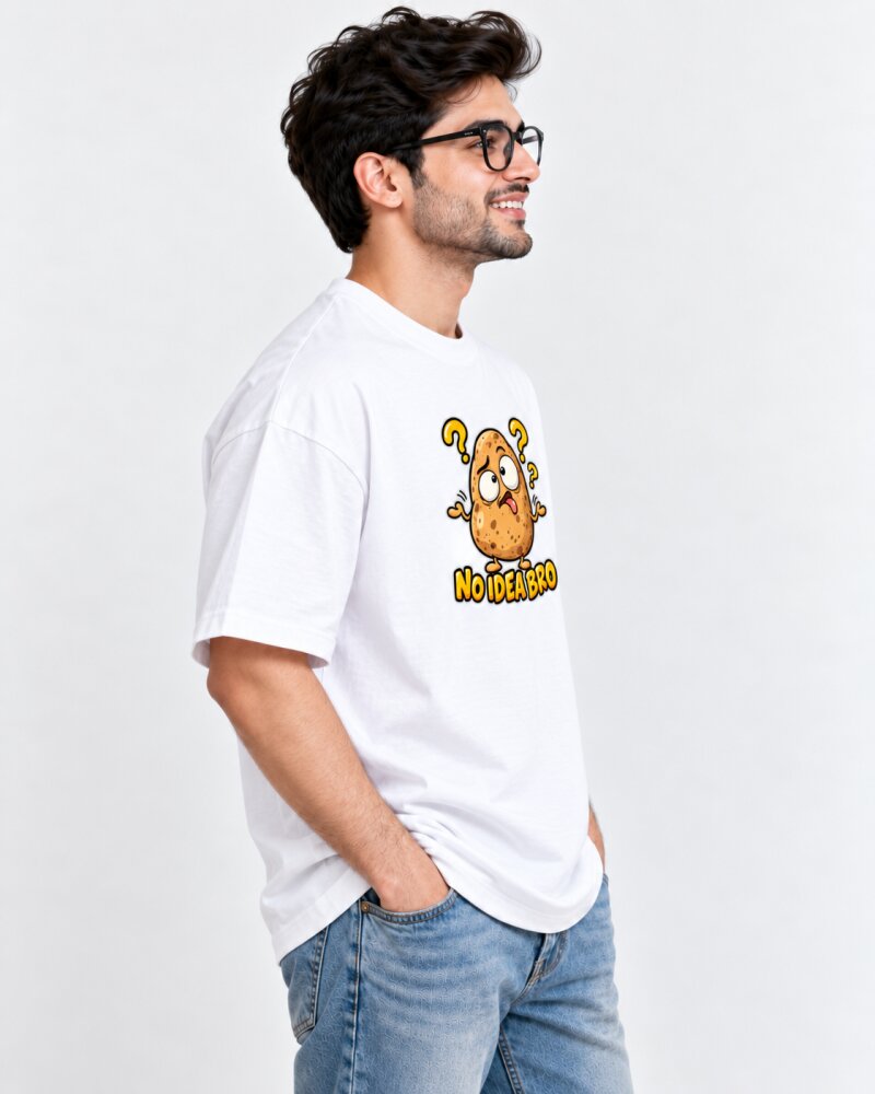 No Idea Bro White Oversized T-Shirt - Haubett India product image