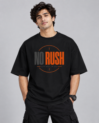 No Rush Black Oversized T-Shirt - Haubett India product image