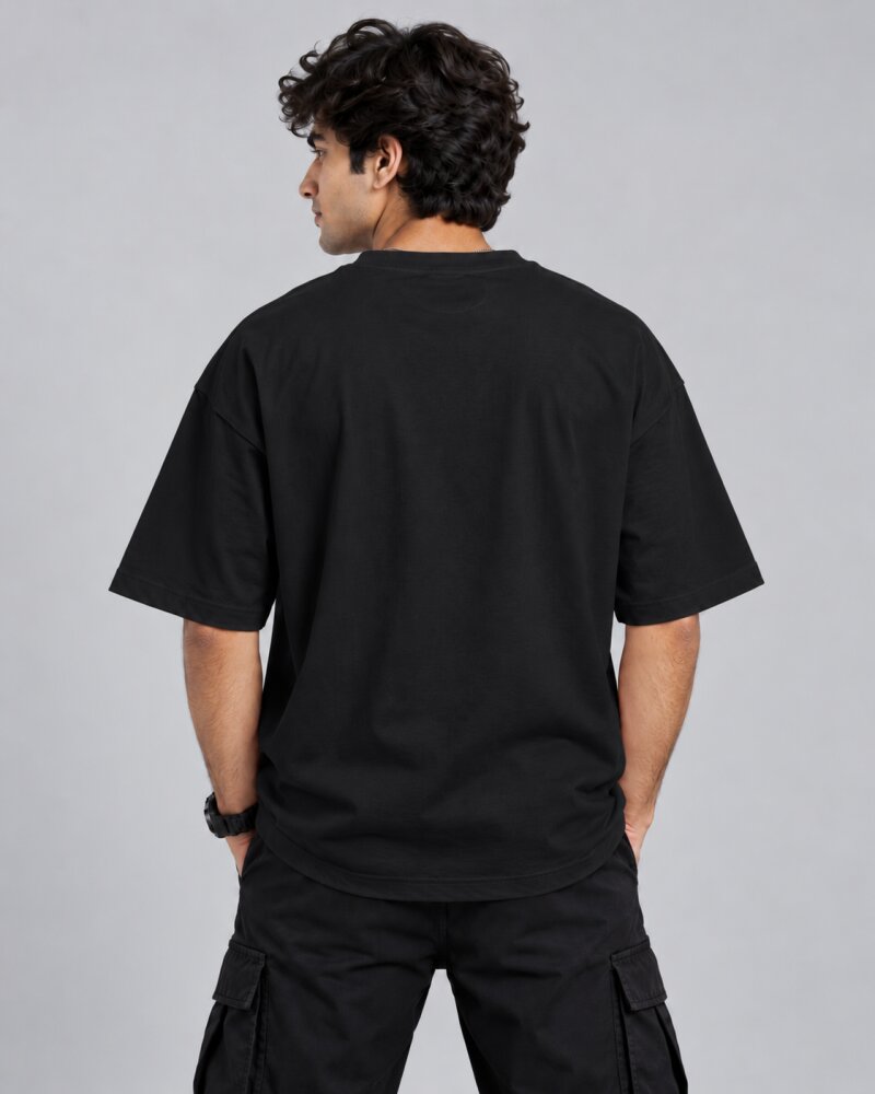No Rush Black Oversized T-Shirt - Haubett India product image