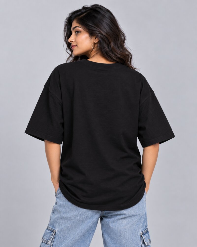 No Rush Black Oversized T-Shirt - Haubett India product image