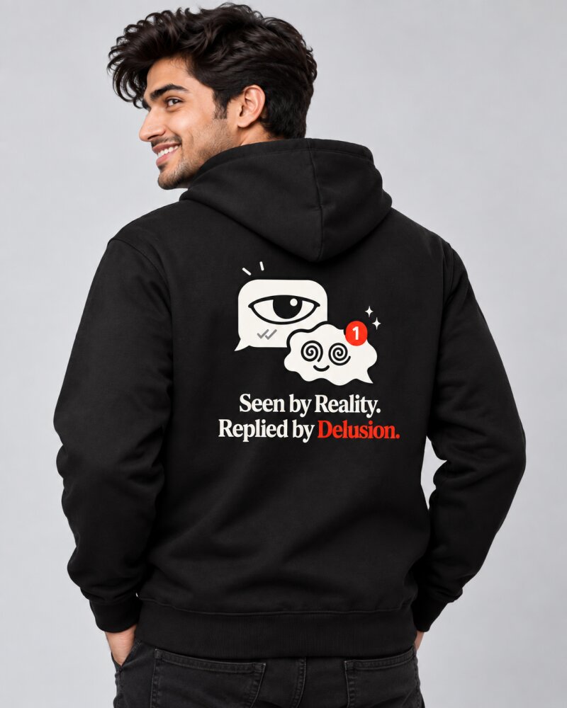 Seen By Reality Black Zipper Hoodie - Haubett India product image