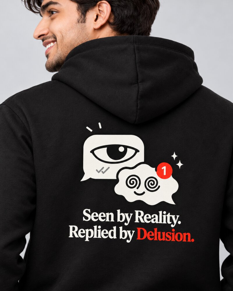 Seen By Reality Black Zipper Hoodie - Haubett India product image