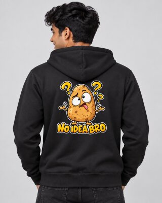 No Idea Bro Black Zipper Hoodie - Haubett India product image