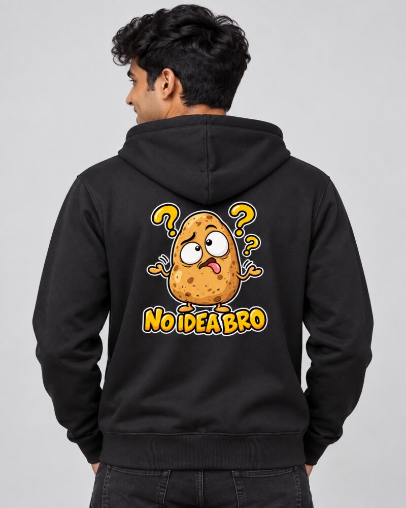 No Idea Bro Black Zipper Hoodie - Haubett India product image