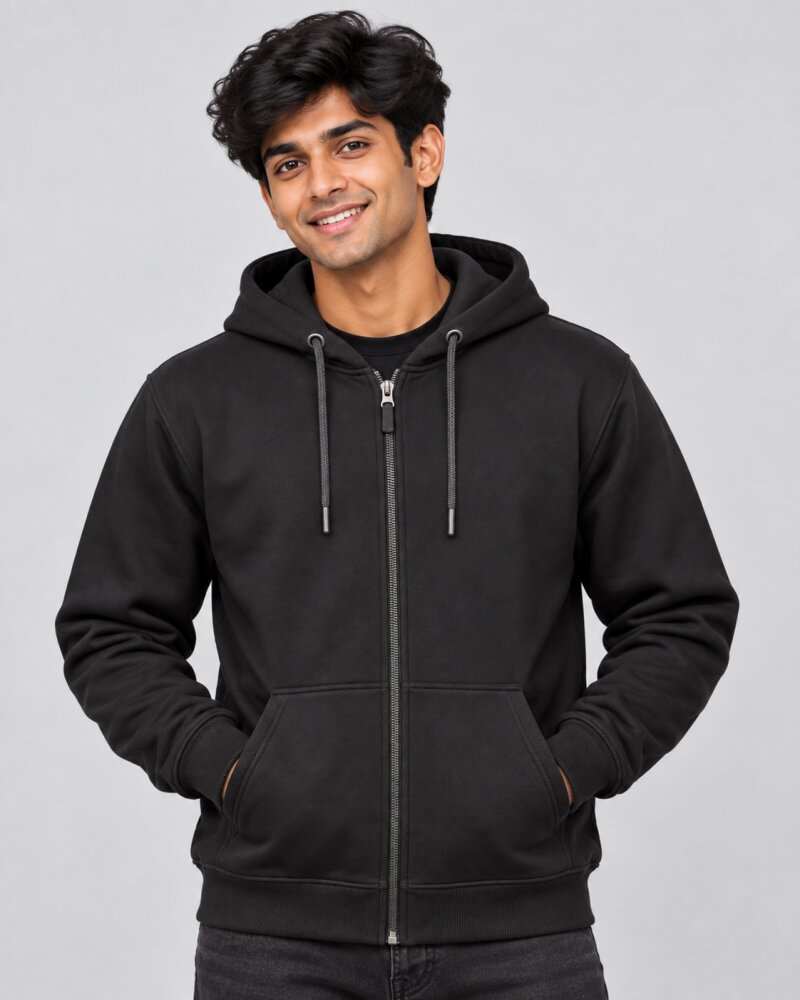 No Idea Bro Black Zipper Hoodie - Haubett India product image