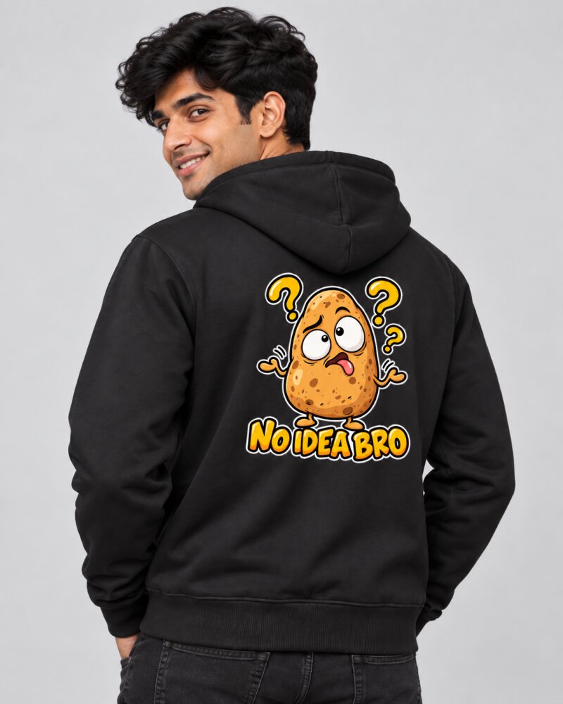 No Idea Bro Black Zipper Hoodie - Haubett India product image