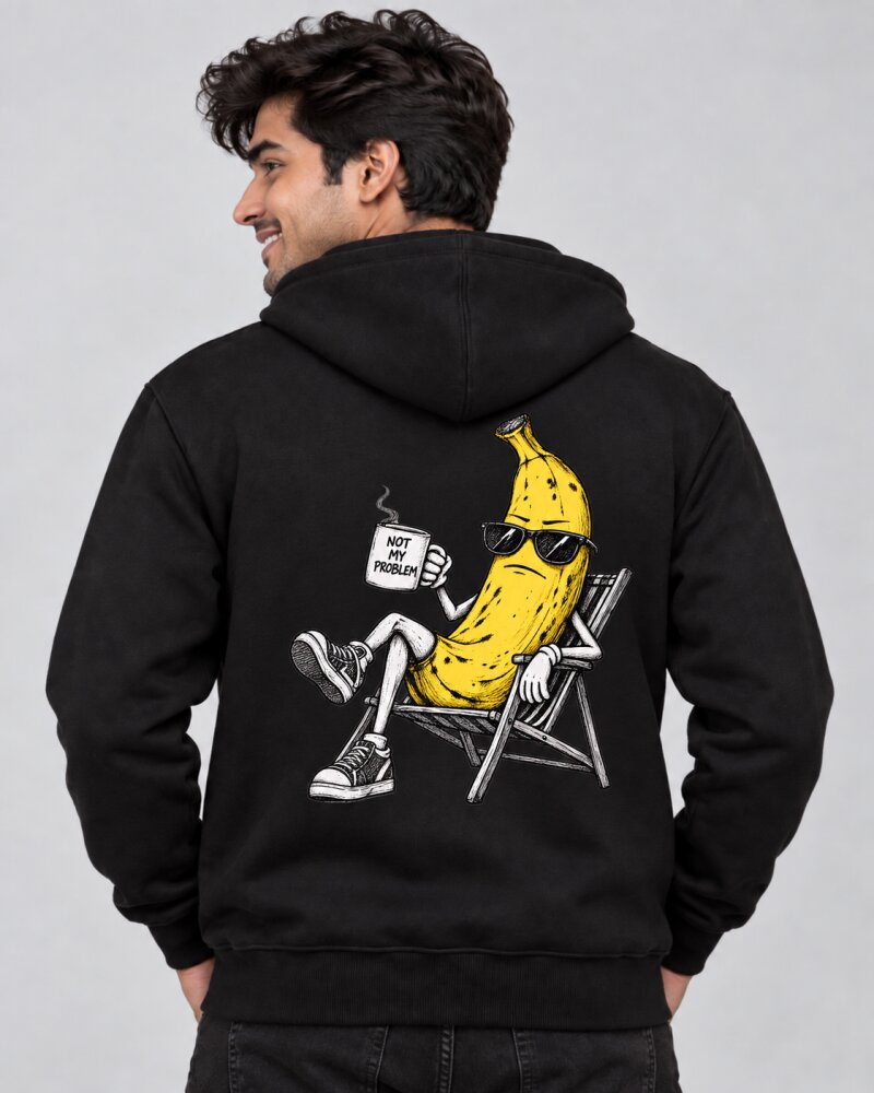Not My Problem Black Zipper Hoodie - Haubett India product image