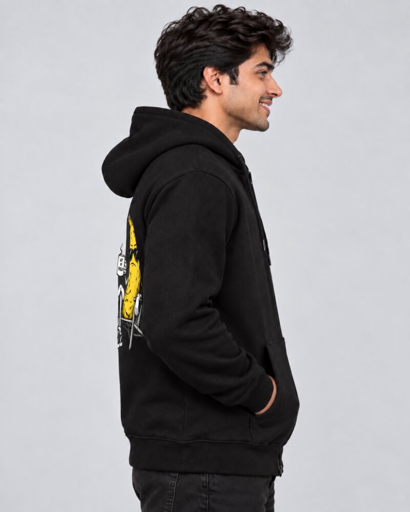 Not My Problem Black Zipper Hoodie - Haubett India product image
